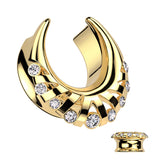 1 Pc All Surgical Steel Saddle Spreader With Fan CZ Edge Ear Plug