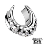 1 Pc All Surgical Steel Saddle Spreader With Fan CZ Edge Ear Plug