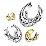 1 Pc All Surgical Steel Saddle Spreader With Fan CZ Edge Ear Plug