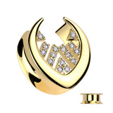 1 Pc All Surgical Steel Saddle Spreader With Pave CZ Center Ear Plug