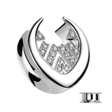 1 Pc All Surgical Steel Saddle Spreader With Pave CZ Center Ear Plug