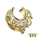 1 Pc CZ Floral Filigree All Surgical Steel Saddle Spreader Ear Plugs