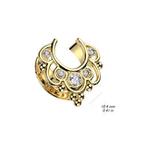 1 Pc CZ Floral Filigree All Surgical Steel Saddle Spreader Ear Plugs