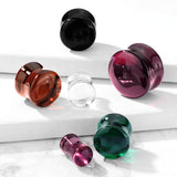 Pair Concave Saddle Glass Double Flare Ear Plugs