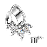 Pair 5 Marquise CZ Fan Tear Drop Double Flare Tunnel