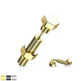 1 Pc Nut & Bolt / Hexagon Screw Head Fake Plug Earring