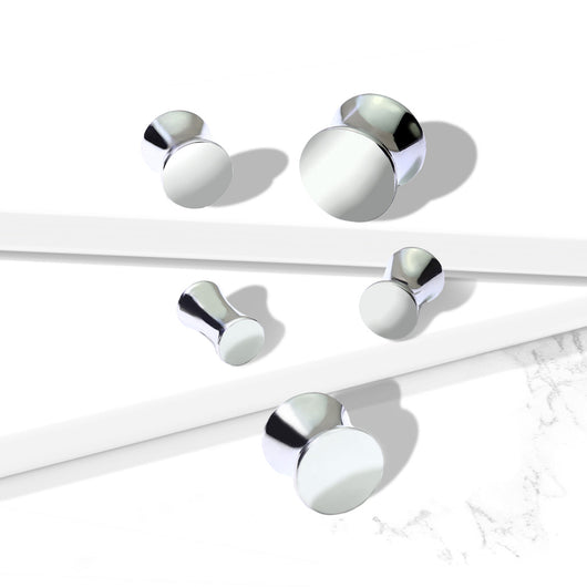 Pair Hand Polished Solid Steel Double Flared Saddle Plugs