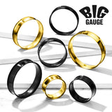 Pair Big Gauge Titanium IP Double Flared Tunnel Ear Plugs Tp To 2"