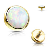 316L Surgical Steel Internally Threaded Opal Bezel Dermal Anchor Top