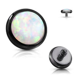 316L Surgical Steel Internally Threaded Opal Bezel Dermal Anchor Top