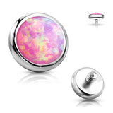 316L Surgical Steel Internally Threaded Opal Bezel Dermal Anchor Top