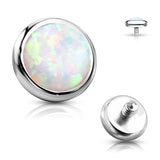 316L Surgical Steel Internally Threaded Opal Bezel Dermal Anchor Top