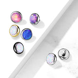 316L Surgical Steel Internally Threaded Opal Bezel Dermal Anchor Top