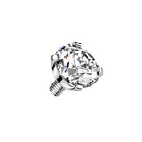 Titanium Internally Threaded Prong Round CZ Dermal Anchor Top 16G