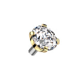 Titanium Internally Threaded Prong Round CZ Dermal Anchor Top 16G
