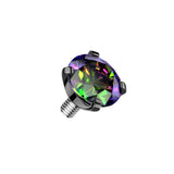 Titanium Internally Threaded Prong Round CZ Dermal Anchor Top 16G