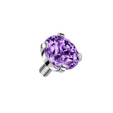 Titanium Internally Threaded Prong Round CZ Dermal Anchor Top 16G