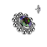 Titanium Bezel Set CZ With Beaded Ball Dermal Anchor Tops
