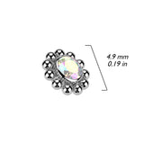 Titanium Bezel Set CZ With Beaded Ball Dermal Anchor Tops