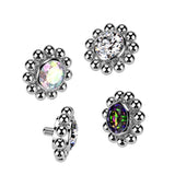 Titanium Bezel Set CZ With Beaded Ball Dermal Anchor Tops
