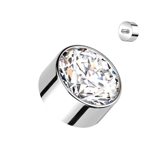 Titanium Bezel Set Opal & CZ Replacement For Lip, Eyebrow 16 Gauge