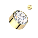 Titanium Bezel Set Opal & CZ Replacement For Lip, Eyebrow 16 Gauge