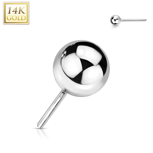 14K Solid Gold Threadless Push In Top Ball Replacement For Lip