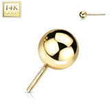 14K Solid Gold Threadless Push In Top Ball Replacement For Lip