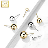 14K Solid Gold Threadless Push In Top Ball Replacement For Lip