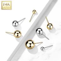 14K Solid Gold Threadless Push In Top Ball Replacement For Lip