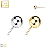 14K Solid Gold Threadless Push In Top Ball Replacement For Lip