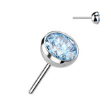 Titanium Threadless Push In Bezel CZ Ball Top