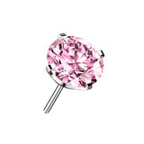 Titanium Threadless Push In Prong CZ Top