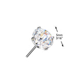 Titanium Threadless Floating Convex Base Fireworks Cut CZ Top Belly Button Ring