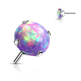 Titanium Threadless Push In Prong Opal Top