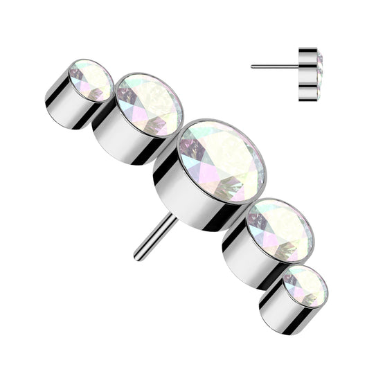Titanium Threadless Push In 5 Round CZ Replacement Top Belly Ear
