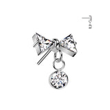 Titanium Threadless Push In Bowtie Top For Lip Cartilage Helix Belly