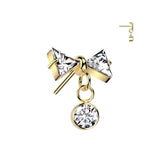 Titanium Threadless Push In Bowtie Top For Lip Cartilage Helix Belly