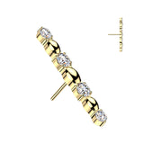 Titanium Threadless Push In CZ & Oval Bead Long Bar Top Tragus