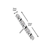 Titanium Threadless Push In CZ & Oval Bead Long Bar Top Tragus
