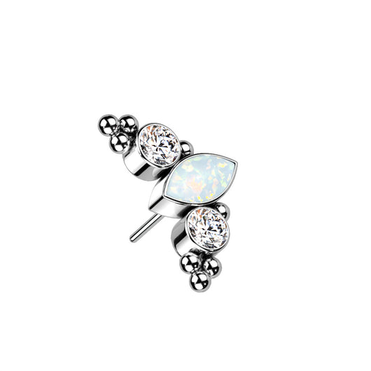 Titanium Threadless Push In Marquise CZ Replacement Top Belly Lip