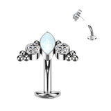 Titanium Threadless Floating Base Marquise CZ or Opal Long Belly Ring