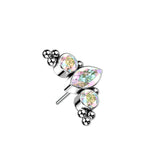 Titanium Threadless Push In Marquise CZ Replacement Top Belly Lip