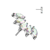 Titanium Threadless Floating Convex Basel 5 CZ Fan Top Belly Button Ring
