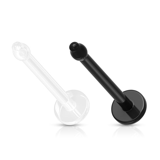 5 Pc Clear & Black Bio Flex Flat Top Nose Bone Retainer
