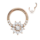 High Precision Hinged Segment Rings With Flower CZ Ear Cartilage