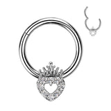 High Precision Hinged Segment Rings With CZ Heart Crown Top
