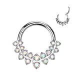 High Quality Precision  CZ Marquise Shaped Fan Hinged Segment Ring