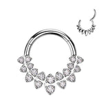 High Quality Precision  CZ Marquise Shaped Fan Hinged Segment Ring