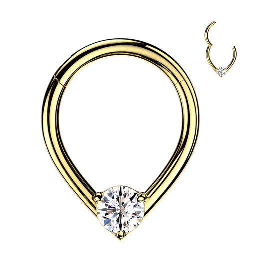 16G Teardrop & CZ Hinged Segment Hoop Ring Tragus Cartilage